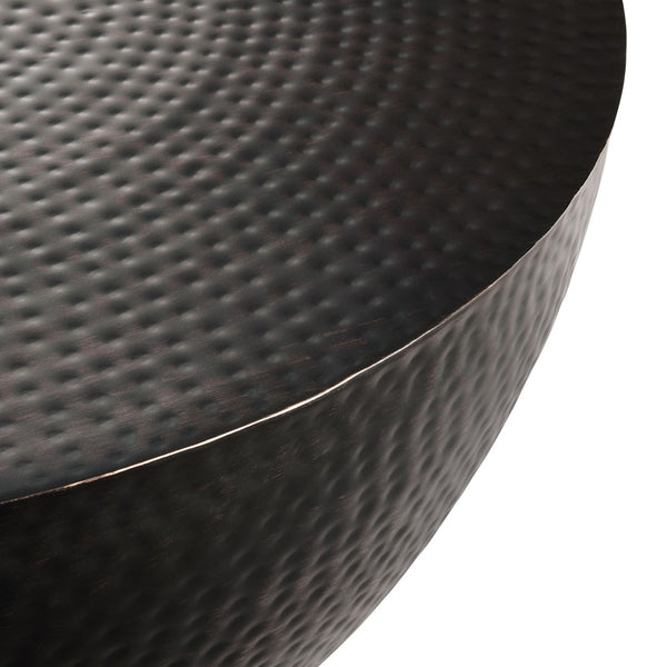 Modway Furniture Mella 32 Inch Hammered Metal Coffee Table – Modern Drum Design, Stylish Focal Point for Living Rooms EEI-7279-BLK