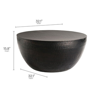 Modway Furniture Mella 32 Inch Hammered Metal Coffee Table – Modern Drum Design, Stylish Focal Point for Living Rooms EEI-7279-BLK
