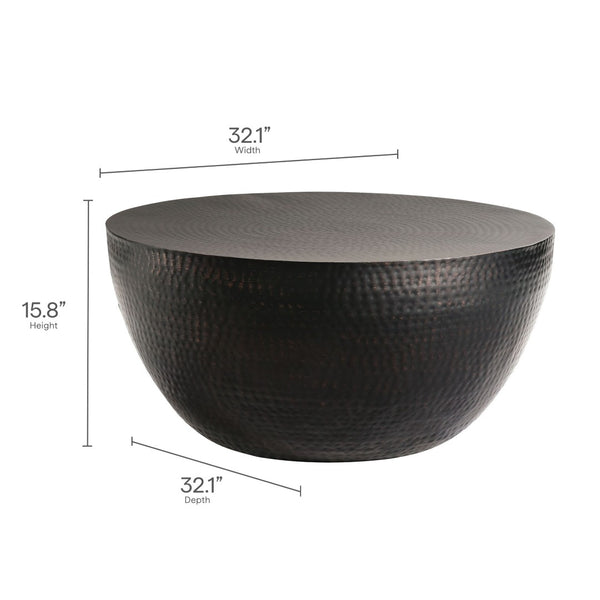 Modway Furniture Mella 32 Inch Hammered Metal Coffee Table – Modern Drum Design, Stylish Focal Point for Living Rooms EEI-7279-BLK