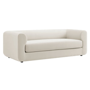 Modway Furniture Leif 89" Performance Velvet Sofa - Modern Tuxedo Design, Stain-Resistant, Deep Seating Comfort Alabaster EEI-7281-ALA