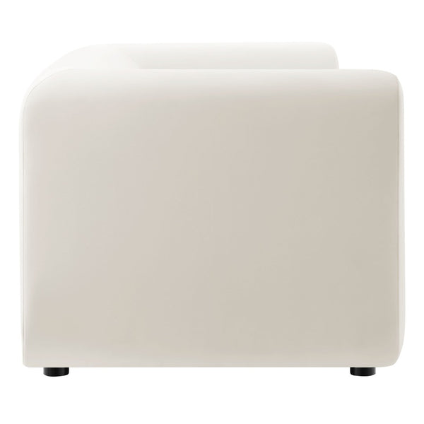 Modway Furniture Leif 89" Performance Velvet Sofa - Modern Tuxedo Design, Stain-Resistant, Deep Seating Comfort Alabaster EEI-7281-ALA