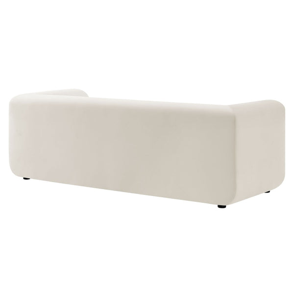Modway Furniture Leif 89" Performance Velvet Sofa - Modern Tuxedo Design, Stain-Resistant, Deep Seating Comfort Alabaster EEI-7281-ALA