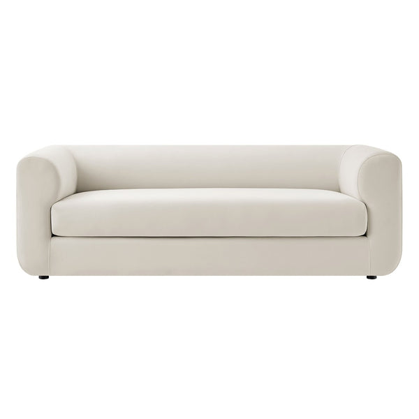 Modway Furniture Leif 89" Performance Velvet Sofa - Modern Tuxedo Design, Stain-Resistant, Deep Seating Comfort Alabaster EEI-7281-ALA