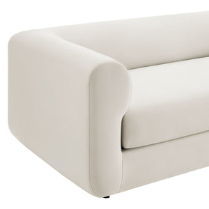 Modway Furniture Leif 89" Performance Velvet Sofa - Modern Tuxedo Design, Stain-Resistant, Deep Seating Comfort Alabaster EEI-7281-ALA