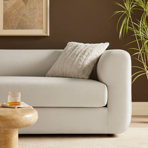 Modway Furniture Leif 89" Performance Velvet Sofa - Modern Tuxedo Design, Stain-Resistant, Deep Seating Comfort Alabaster EEI-7281-ALA