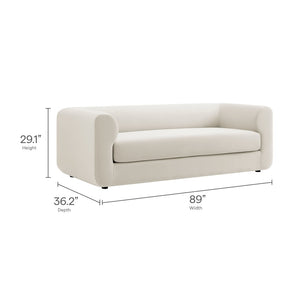 Modway Furniture Leif 89" Performance Velvet Sofa - Modern Tuxedo Design, Stain-Resistant, Deep Seating Comfort Alabaster EEI-7281-ALA