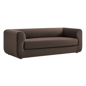 Modway Furniture Leif 89" Performance Velvet Sofa - Modern Tuxedo Design, Stain-Resistant, Deep Seating Comfort Chocolate Brown EEI-7281-CHB