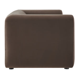 Modway Furniture Leif 89" Performance Velvet Sofa - Modern Tuxedo Design, Stain-Resistant, Deep Seating Comfort Chocolate Brown EEI-7281-CHB