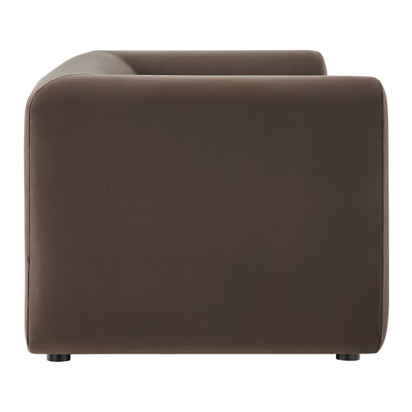 Modway Furniture Leif 89" Performance Velvet Sofa - Modern Tuxedo Design, Stain-Resistant, Deep Seating Comfort Chocolate Brown EEI-7281-CHB