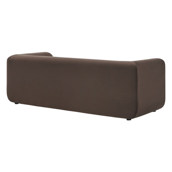 Modway Furniture Leif 89" Performance Velvet Sofa - Modern Tuxedo Design, Stain-Resistant, Deep Seating Comfort Chocolate Brown EEI-7281-CHB
