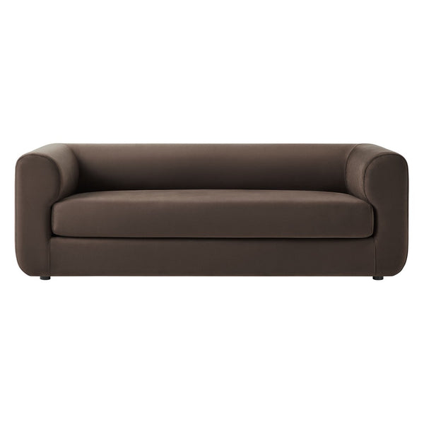 Modway Furniture Leif 89" Performance Velvet Sofa - Modern Tuxedo Design, Stain-Resistant, Deep Seating Comfort Chocolate Brown EEI-7281-CHB
