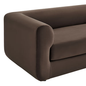 Modway Furniture Leif 89" Performance Velvet Sofa - Modern Tuxedo Design, Stain-Resistant, Deep Seating Comfort Chocolate Brown EEI-7281-CHB