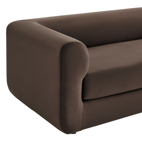 Modway Furniture Leif 89" Performance Velvet Sofa - Modern Tuxedo Design, Stain-Resistant, Deep Seating Comfort Chocolate Brown EEI-7281-CHB