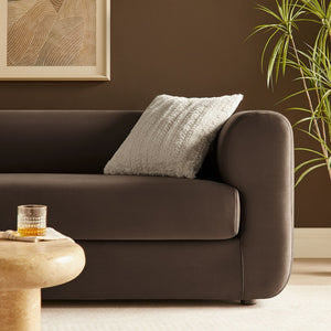 Modway Furniture Leif 89" Performance Velvet Sofa - Modern Tuxedo Design, Stain-Resistant, Deep Seating Comfort Chocolate Brown EEI-7281-CHB