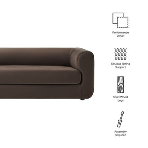 Modway Furniture Leif 89" Performance Velvet Sofa - Modern Tuxedo Design, Stain-Resistant, Deep Seating Comfort Chocolate Brown EEI-7281-CHB