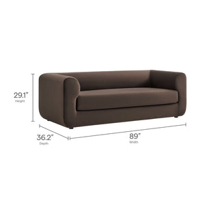 Modway Furniture Leif 89" Performance Velvet Sofa - Modern Tuxedo Design, Stain-Resistant, Deep Seating Comfort Chocolate Brown EEI-7281-CHB