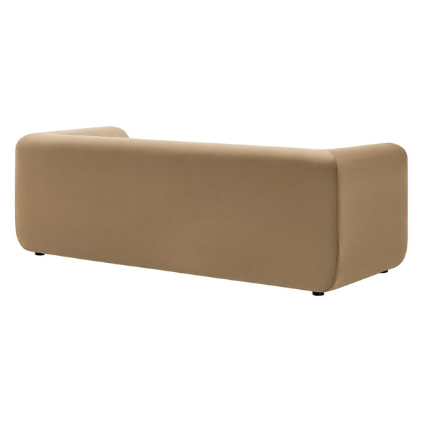 Modway Furniture Leif 89" Performance Velvet Sofa - Modern Tuxedo Design, Stain-Resistant, Deep Seating Comfort Taupe EEI-7281-TAU