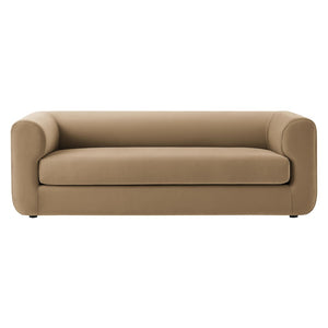 Modway Furniture Leif 89" Performance Velvet Sofa - Modern Tuxedo Design, Stain-Resistant, Deep Seating Comfort Taupe EEI-7281-TAU