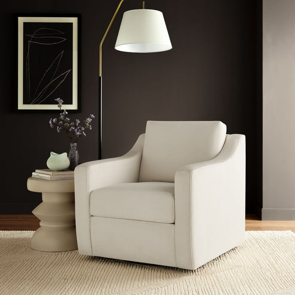 Modway Furniture Liora Performance Velvet Swivel Accent Chair - Durable Comfort for Living Rooms & Reading Nooks Alabaster EEI-7282-ALA