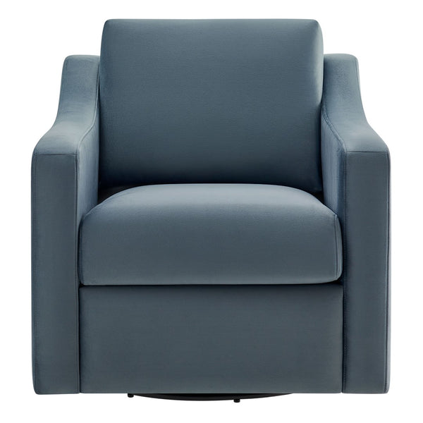 Modway Furniture Liora Performance Velvet Swivel Accent Chair - Durable Comfort for Living Rooms & Reading Nooks Cadet Blue EEI-7282-CAB