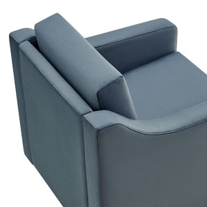 Modway Furniture Liora Performance Velvet Swivel Accent Chair - Durable Comfort for Living Rooms & Reading Nooks Cadet Blue EEI-7282-CAB