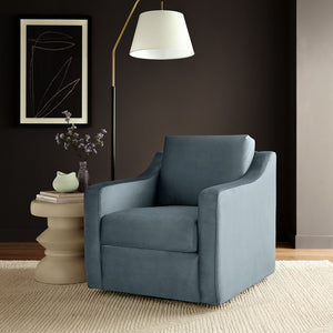 Modway Furniture Liora Performance Velvet Swivel Accent Chair - Durable Comfort for Living Rooms & Reading Nooks Cadet Blue EEI-7282-CAB