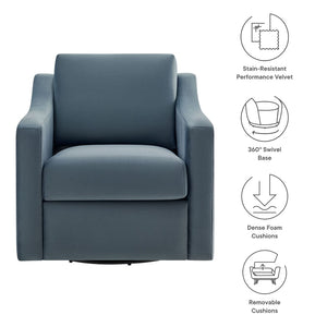 Modway Furniture Liora Performance Velvet Swivel Accent Chair - Durable Comfort for Living Rooms & Reading Nooks Cadet Blue EEI-7282-CAB