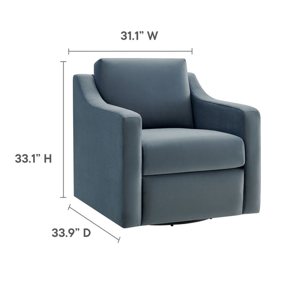 Modway Furniture Liora Performance Velvet Swivel Accent Chair - Durable Comfort for Living Rooms & Reading Nooks Cadet Blue EEI-7282-CAB