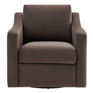Modway Furniture Liora Performance Velvet Swivel Accent Chair - Durable Comfort for Living Rooms & Reading Nooks Chocolate EEI-7282-CHB