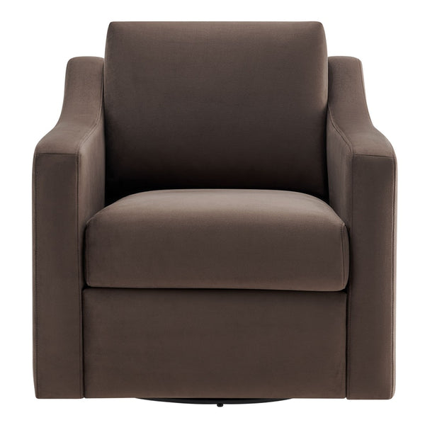 Modway Furniture Liora Performance Velvet Swivel Accent Chair - Durable Comfort for Living Rooms & Reading Nooks Chocolate EEI-7282-CHB