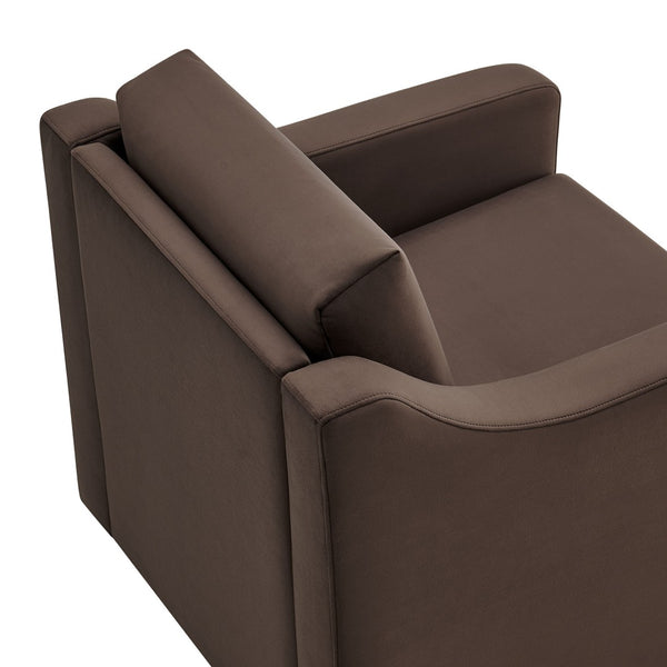 Modway Furniture Liora Performance Velvet Swivel Accent Chair - Durable Comfort for Living Rooms & Reading Nooks Chocolate EEI-7282-CHB