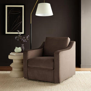Modway Furniture Liora Performance Velvet Swivel Accent Chair - Durable Comfort for Living Rooms & Reading Nooks Chocolate EEI-7282-CHB