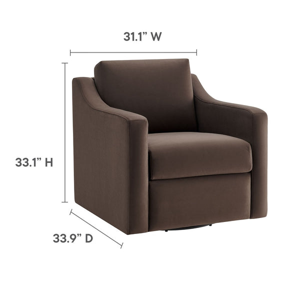 Modway Furniture Liora Performance Velvet Swivel Accent Chair - Durable Comfort for Living Rooms & Reading Nooks Chocolate EEI-7282-CHB