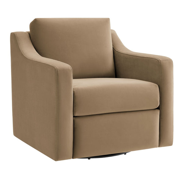 Modway Furniture Liora Performance Velvet Swivel Accent Chair - Durable Comfort for Living Rooms & Reading Nooks Taupe EEI-7282-TAU