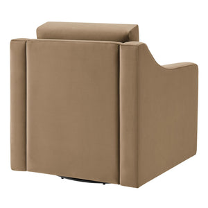 Modway Furniture Liora Performance Velvet Swivel Accent Chair - Durable Comfort for Living Rooms & Reading Nooks Taupe EEI-7282-TAU