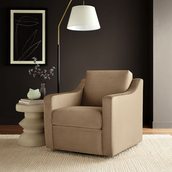 Modway Furniture Liora Performance Velvet Swivel Accent Chair - Durable Comfort for Living Rooms & Reading Nooks Taupe EEI-7282-TAU