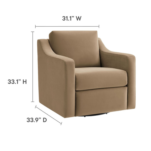 Modway Furniture Liora Performance Velvet Swivel Accent Chair - Durable Comfort for Living Rooms & Reading Nooks Taupe EEI-7282-TAU