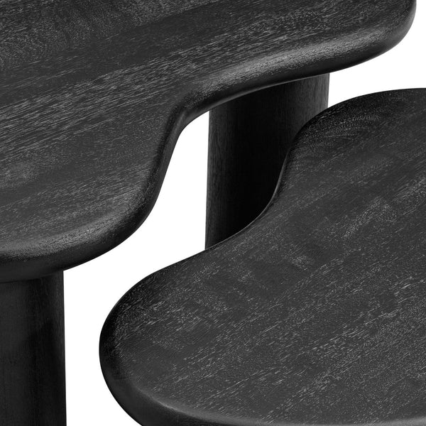 Modway Furniture Hackney Mango Wood Nesting Coffee Table Set - Modern Sculptural Design for Versatile Living Spaces Black EEI-7283-BLK