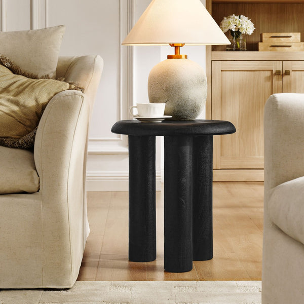 Modway Furniture Mavina Mango Wood Side Table – Modern Accent Piece with Natural Warmth for Your Living Space Black EEI-7284-BLK