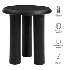 Modway Furniture Mavina Mango Wood Side Table – Modern Accent Piece with Natural Warmth for Your Living Space Black EEI-7284-BLK