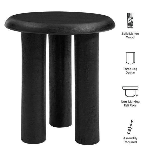 Modway Furniture Mavina Mango Wood Side Table – Modern Accent Piece with Natural Warmth for Your Living Space Black EEI-7284-BLK