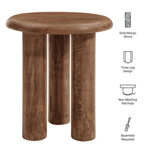 Modway Furniture Mavina Mango Wood Side Table – Modern Accent Piece with Natural Warmth for Your Living Space Walnut EEI-7284-WAL