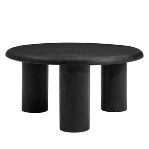 Modway Furniture Mavina Round Mango Wood Coffee Table – Sculptural Centerpiece for Modern and Boho Interiors Black EEI-7286-BLK