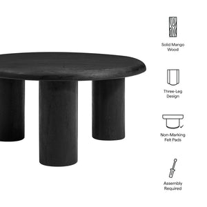 Modway Furniture Mavina Round Mango Wood Coffee Table – Sculptural Centerpiece for Modern and Boho Interiors Black EEI-7286-BLK