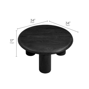Modway Furniture Mavina Round Mango Wood Coffee Table – Sculptural Centerpiece for Modern and Boho Interiors Black EEI-7286-BLK