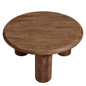 Modway Furniture Mavina Round Mango Wood Coffee Table – Sculptural Centerpiece for Modern and Boho Interiors Walnut EEI-7286-WAL