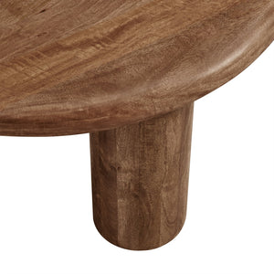 Modway Furniture Mavina Round Mango Wood Coffee Table – Sculptural Centerpiece for Modern and Boho Interiors Walnut EEI-7286-WAL