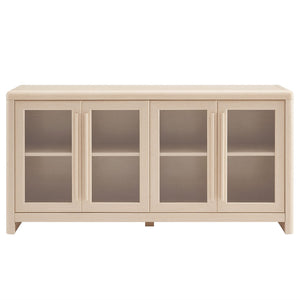 Modway Furniture Evren 4-Door Storage Cabinet – Modern Farmhouse Style with Glass Panels, Adjustable Shelves & More! EEI-7287-ASH