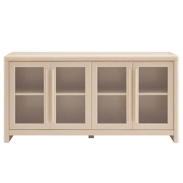 Modway Furniture Evren 4-Door Storage Cabinet – Modern Farmhouse Style with Glass Panels, Adjustable Shelves & More! EEI-7287-ASH