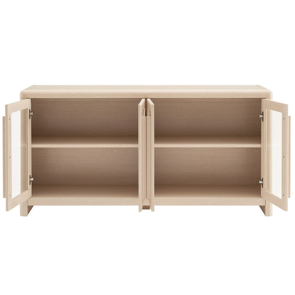 Modway Furniture Evren 4-Door Storage Cabinet – Modern Farmhouse Style with Glass Panels, Adjustable Shelves & More! EEI-7287-ASH